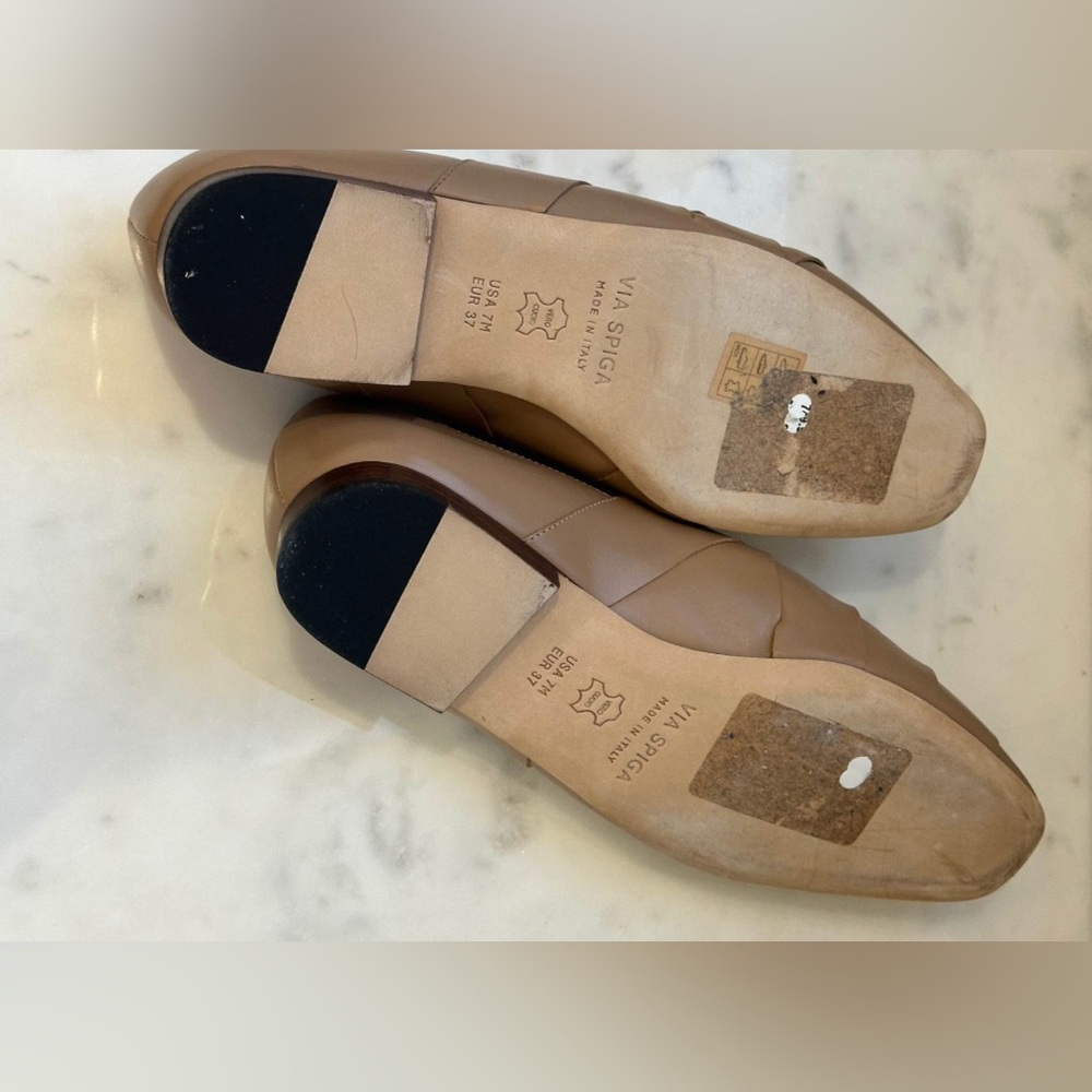 Via Spiga Women's Tan Leather Woven Ballet Flats (Size 7) - Picture 6 of 6